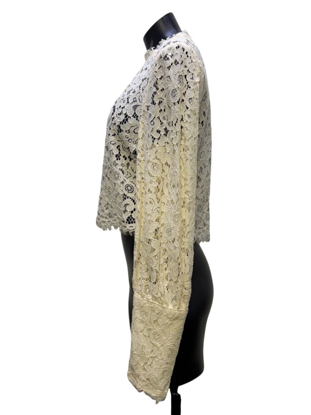 Bardot Lace Cropped Blouse Ivory Long Sleeve XL - Picture 4 of 6